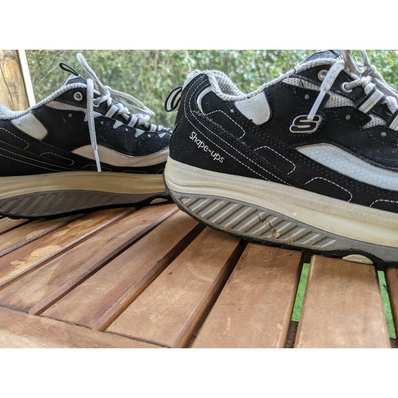 Skechers Shape-ups Black White Toning Walking Sneakers Shoes W11 M9.5 - Picture 7 of 12